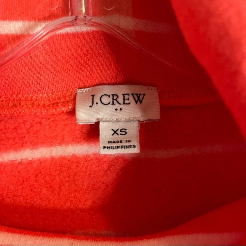 J. Crew Neon Pink Stripe Fleece Turtleneck